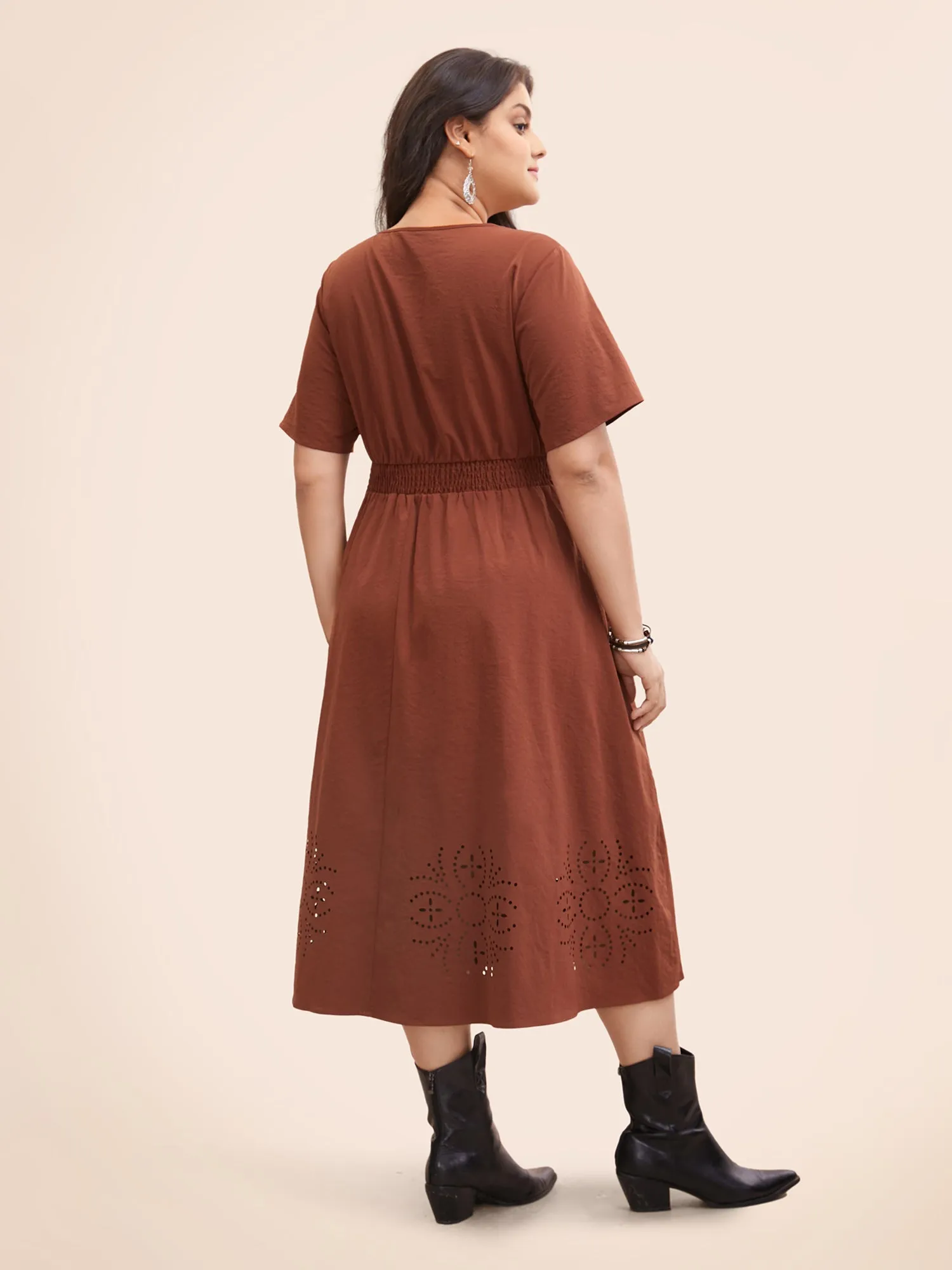 Floral Burnout Stretchy Waist Midi Dress sold by Bloomchic product image thumbnail 3