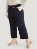 Striped Mid Rise Buckle Detail Pants sold by Bloomchic