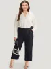 Striped Mid Rise Buckle Detail Pants sold by Bloomchic