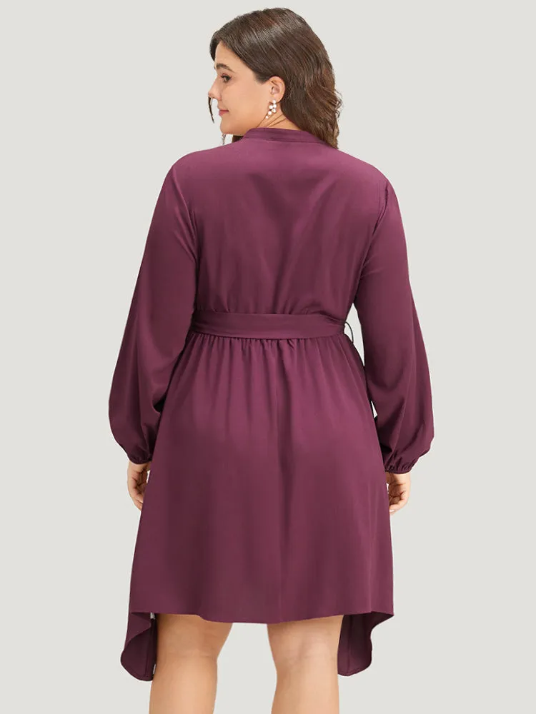 Halloween Plain Lantern Sleeve Belted Lace Up Asymmetrical Hem Dress sold by Bloomchic product image thumbnail 3