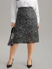 Geometric Graphic Twist Front Split Side Skirt sold by Bloomchic