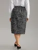 Geometric Graphic Twist Front Split Side Skirt sold by Bloomchic
