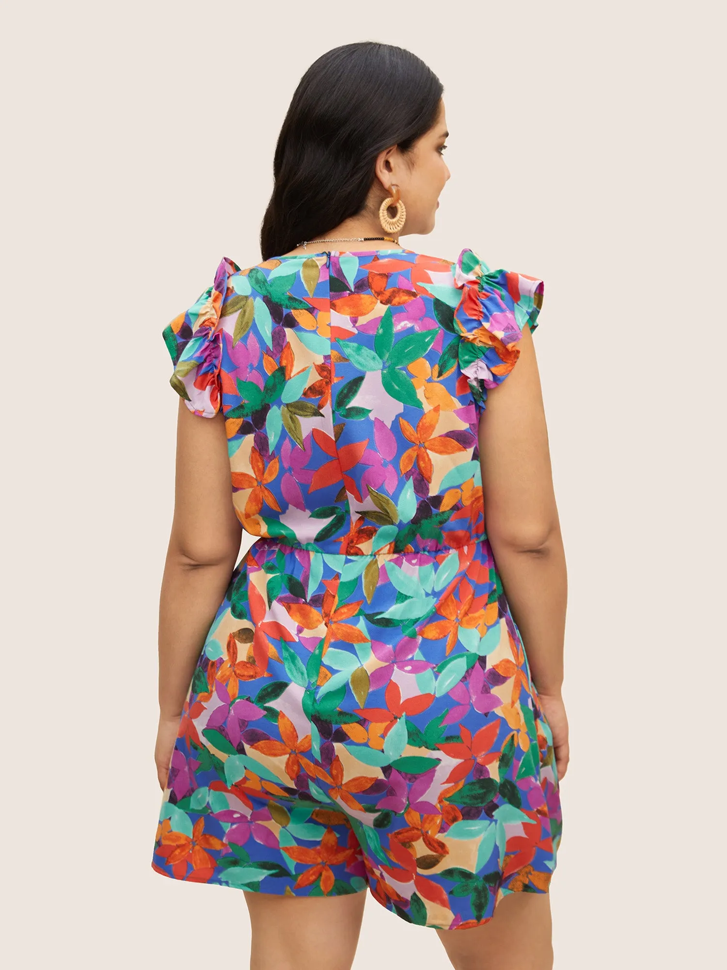 Colored Plants Print Ruffle Trim Jumpsuit sold by Bloomchic product image thumbnail 4