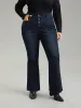 Flare Leg Button Fly Seam Detail Moderately Stretchy Jeans sold by Bloomchic