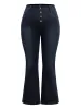Flare Leg Button Fly Seam Detail Moderately Stretchy Jeans sold by Bloomchic