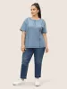 Waffle Knit Round Neck Button Up T-shirt sold by Bloomchic