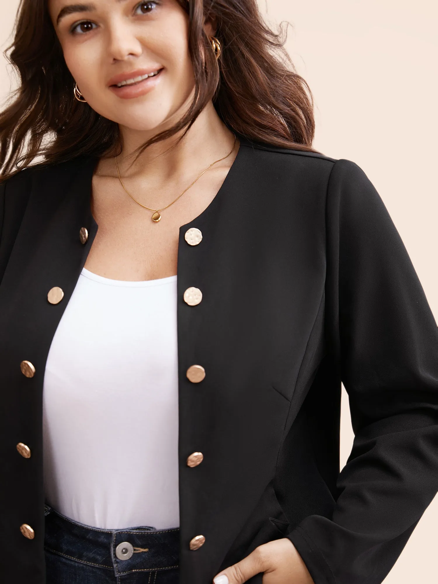 Button Detail Open Front Jacket sold by Bloomchic product image thumbnail 4