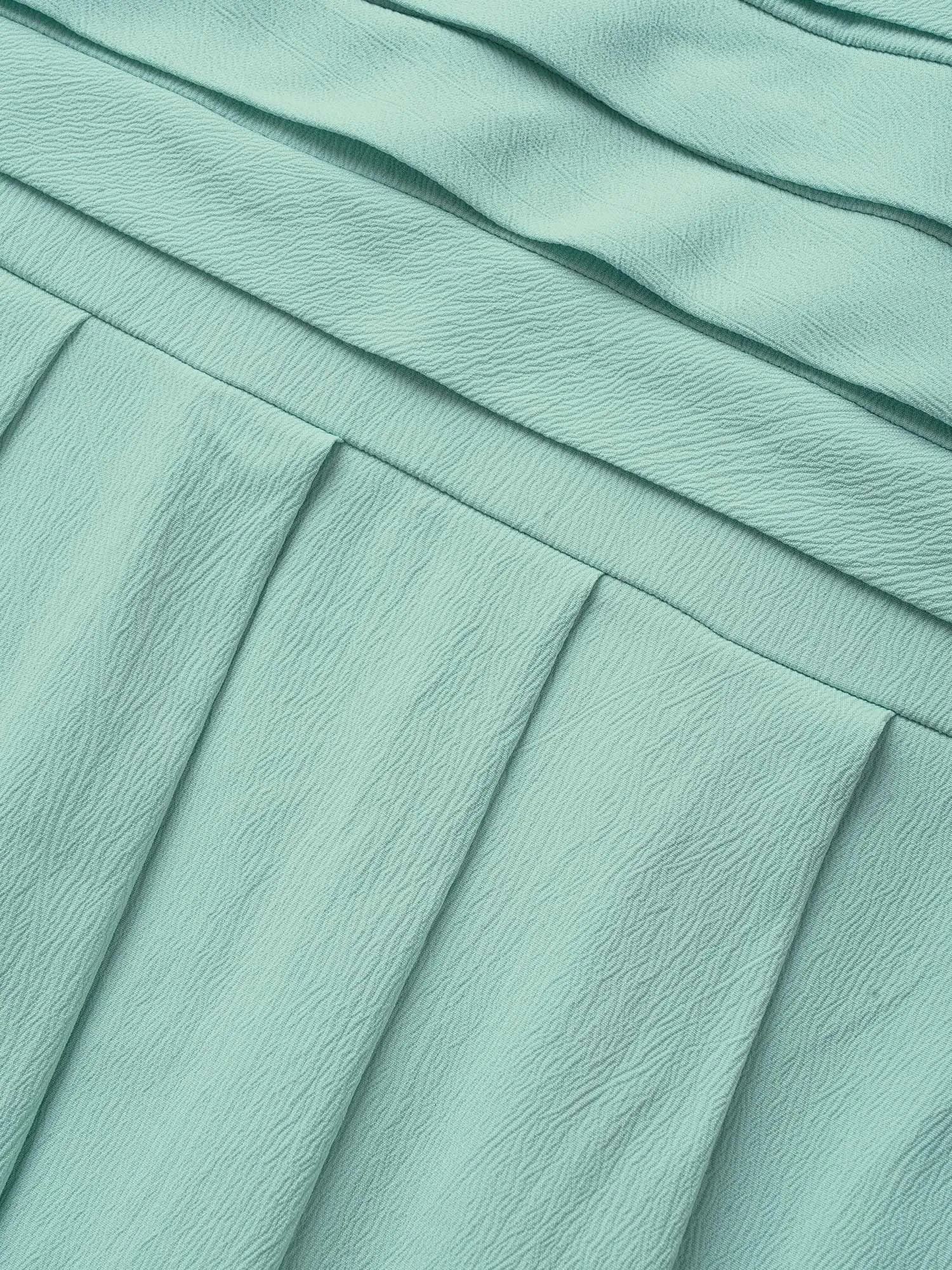 Square Neck Solid Pleated Ruffle Sleeve Dress sold by Bloomchic product image thumbnail 5