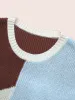 Asymmetrical Colorblock Contrast Drop Shoulder Pullover sold by Bloomchic