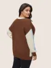 Asymmetrical Colorblock Contrast Drop Shoulder Pullover sold by Bloomchic