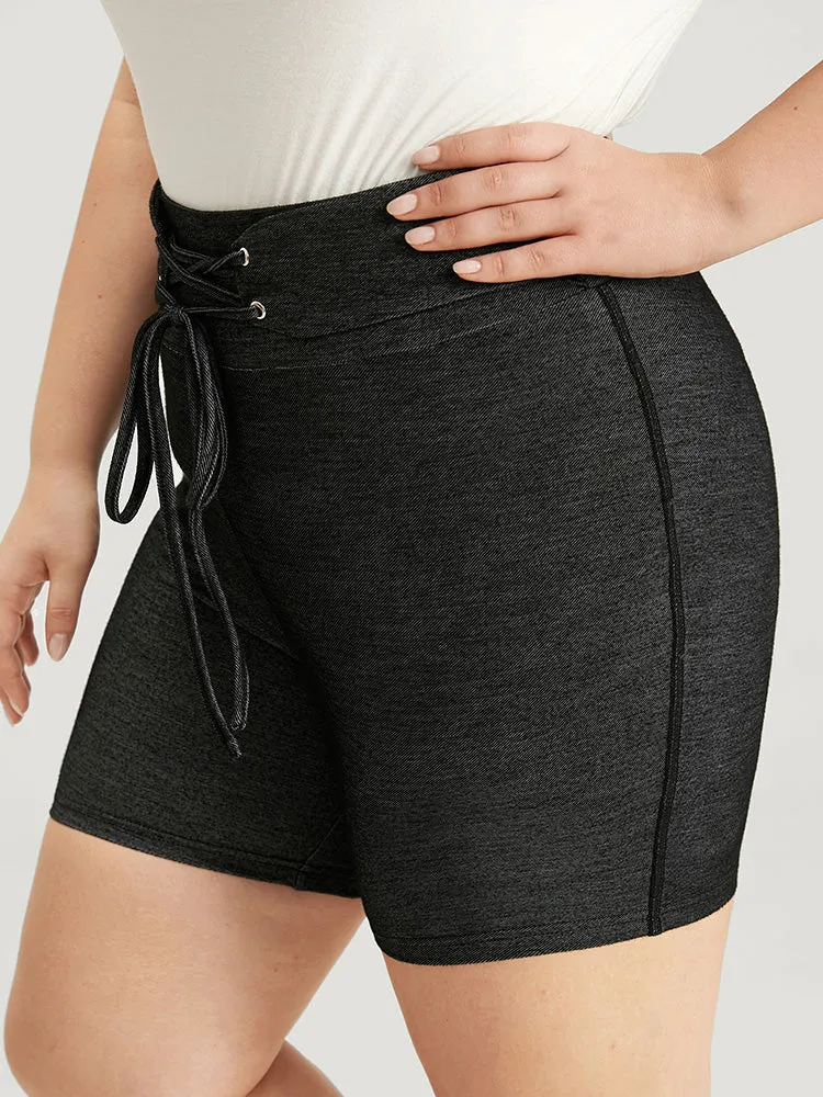 Solid High Rise Ties Very Stretchy Leggings sold by Bloomchic product image thumbnail 3