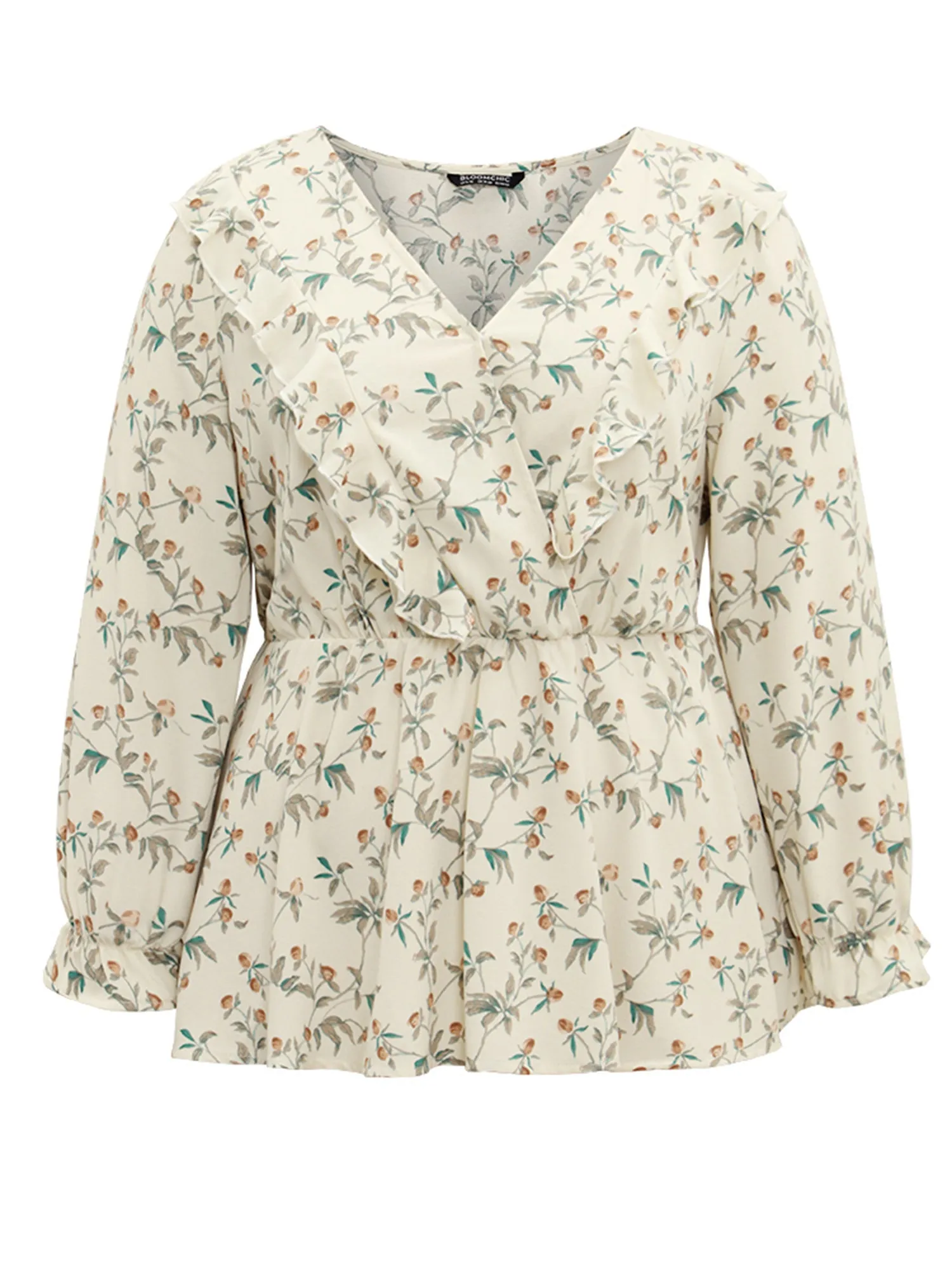 Ditsy Floral Overlap Collar Ruffle Trim Blouse sold by Bloomchic product image thumbnail 5