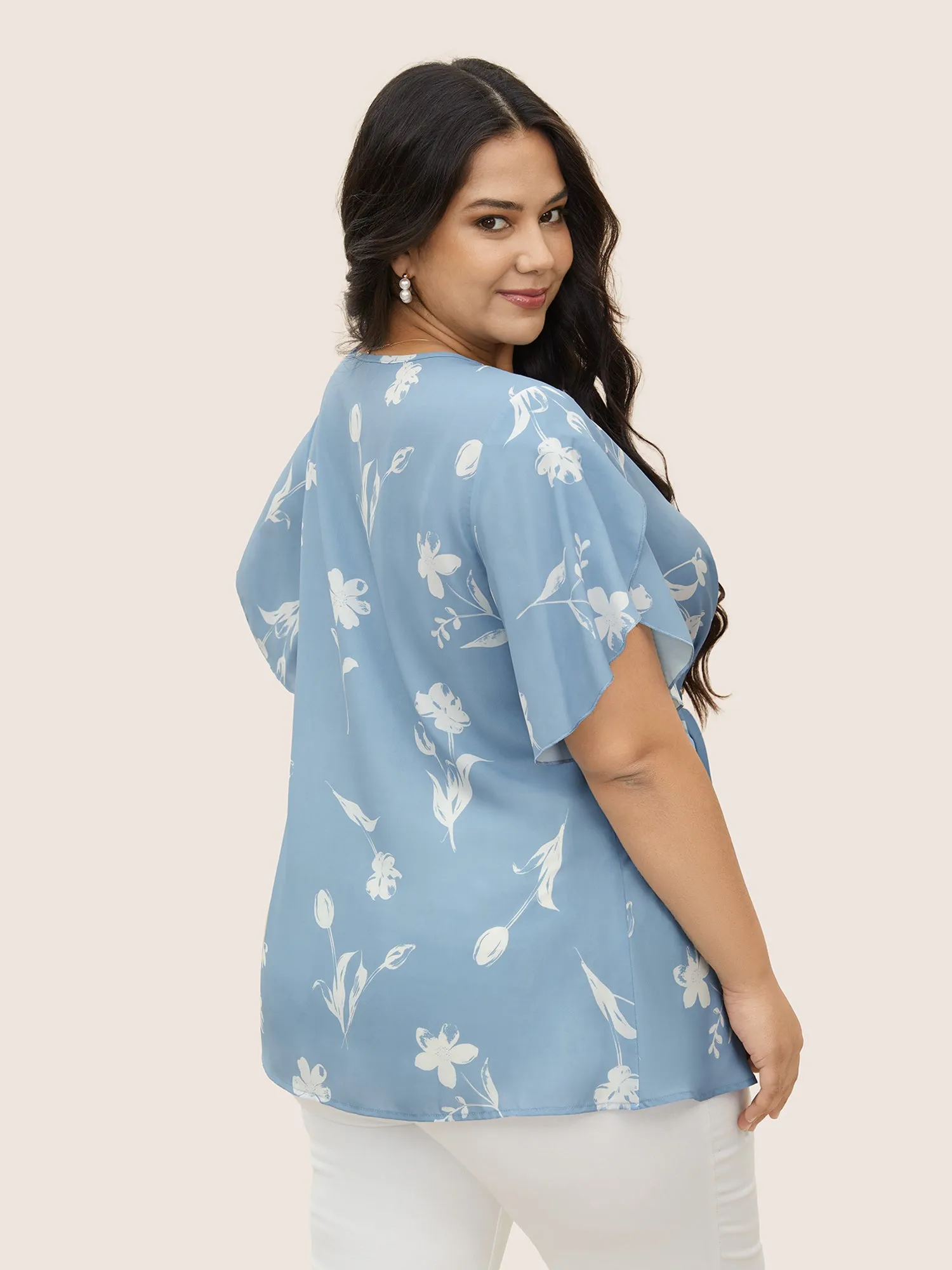 Floral Tie Knot Petal Sleeve Blouse sold by Bloomchic product image thumbnail 4