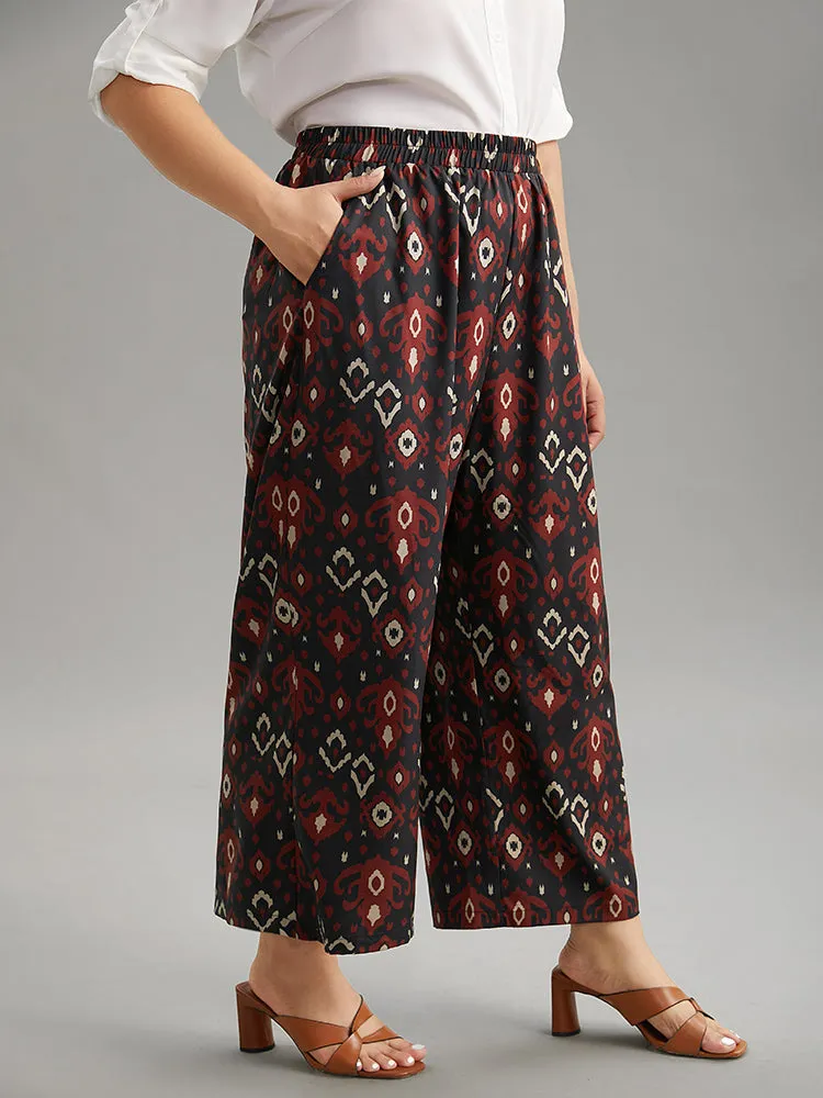 Moroccan Print Elastic Waist Wide Leg Pants sold by Bloomchic product image thumbnail 3