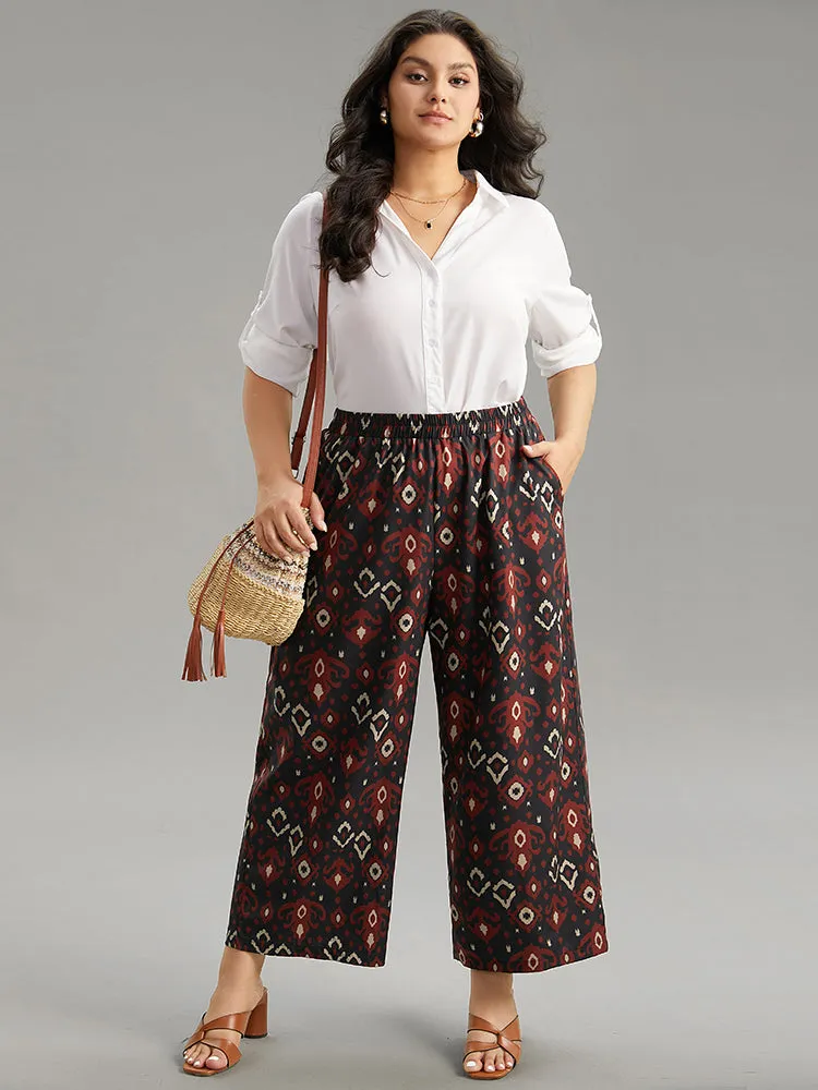 Moroccan Print Elastic Waist Wide Leg Pants sold by Bloomchic product image thumbnail 4