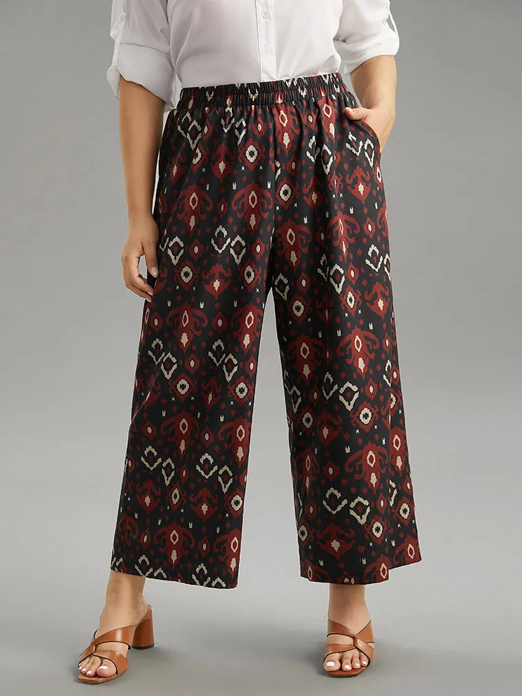 Moroccan Print Elastic Waist Wide Leg Pants sold by Bloomchic