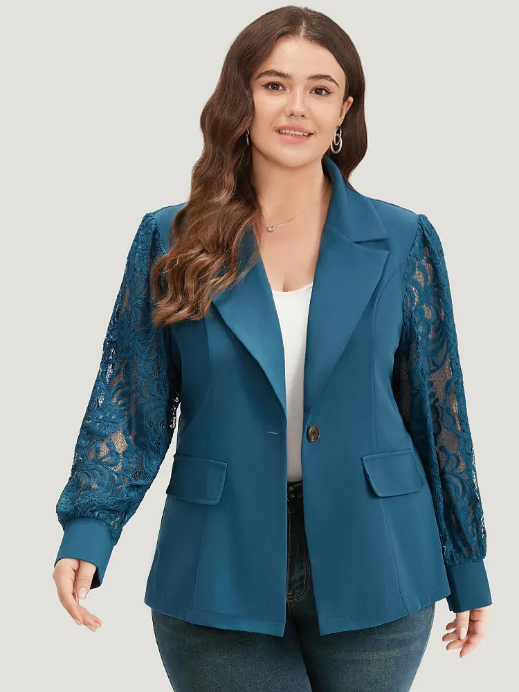 Suit Collar Contrast Lace Pocket Blazer sold by Bloomchic