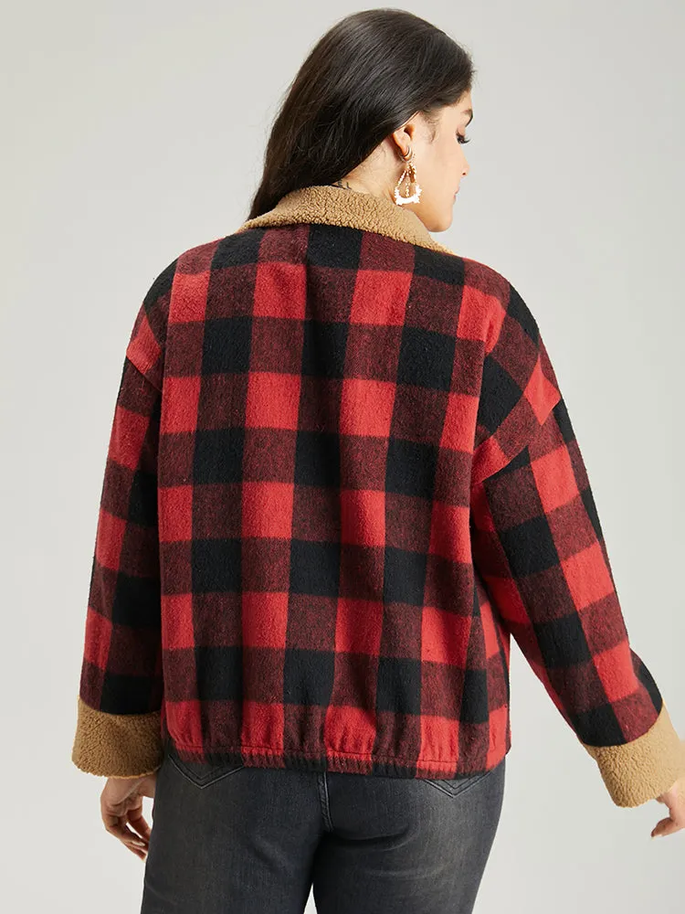 Plaid Patchwork Zipper Contrast Pocket Jacket sold by Bloomchic product image thumbnail 2