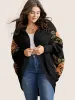 Floral Jacquard Batwing Sleeve Open Front Cardigan sold by Bloomchic
