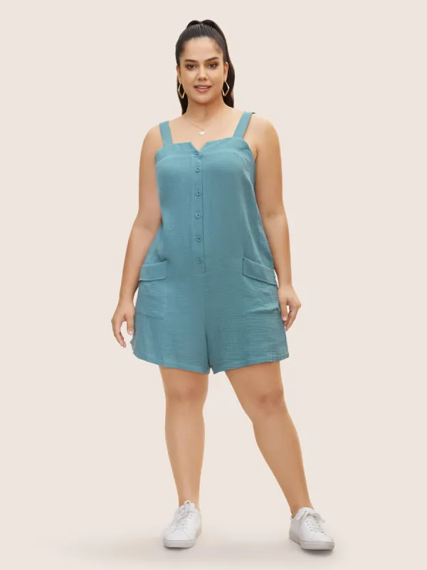 Notched Collar Textured Patch Pocket Jumpsuit sold by Bloomchic