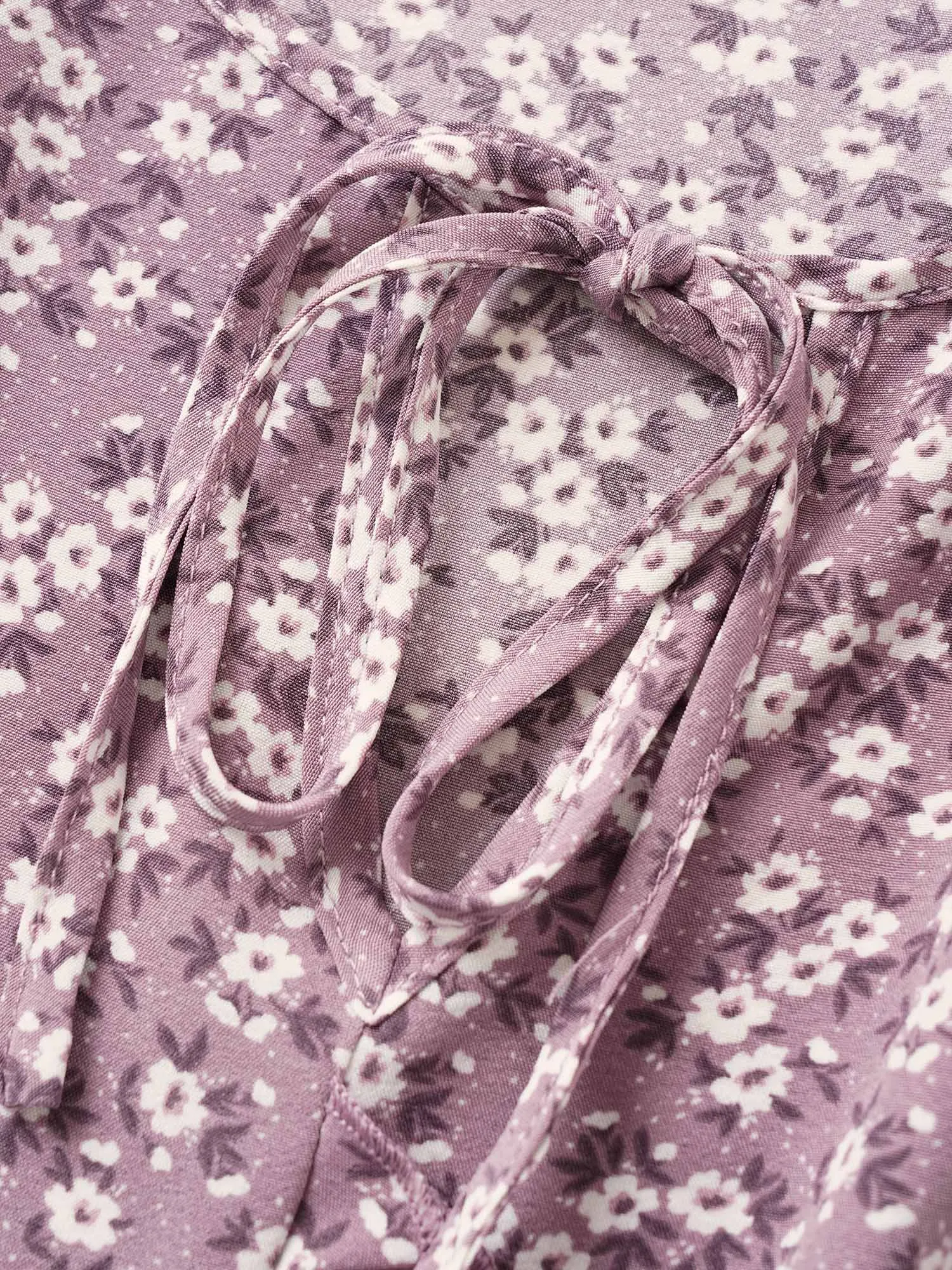 Ditsy Floral Ruffle Trim Ties Lantern Sleeve Dress sold by Bloomchic product image thumbnail 5