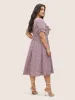 Ditsy Floral Ruffle Trim Ties Lantern Sleeve Dress sold by Bloomchic