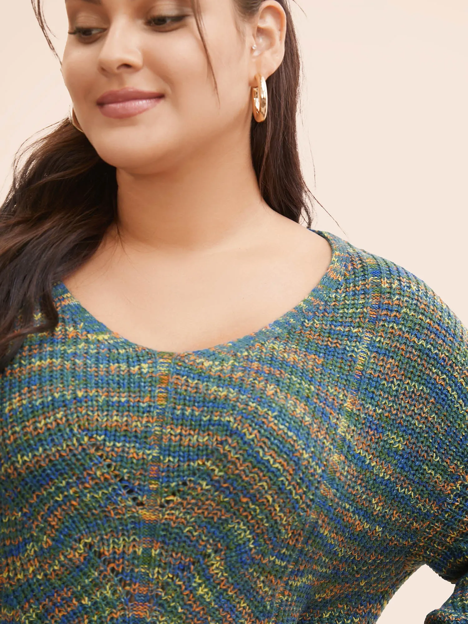 V Neck Texture Heather Cable Knit Pullover sold by Bloomchic product image thumbnail 4