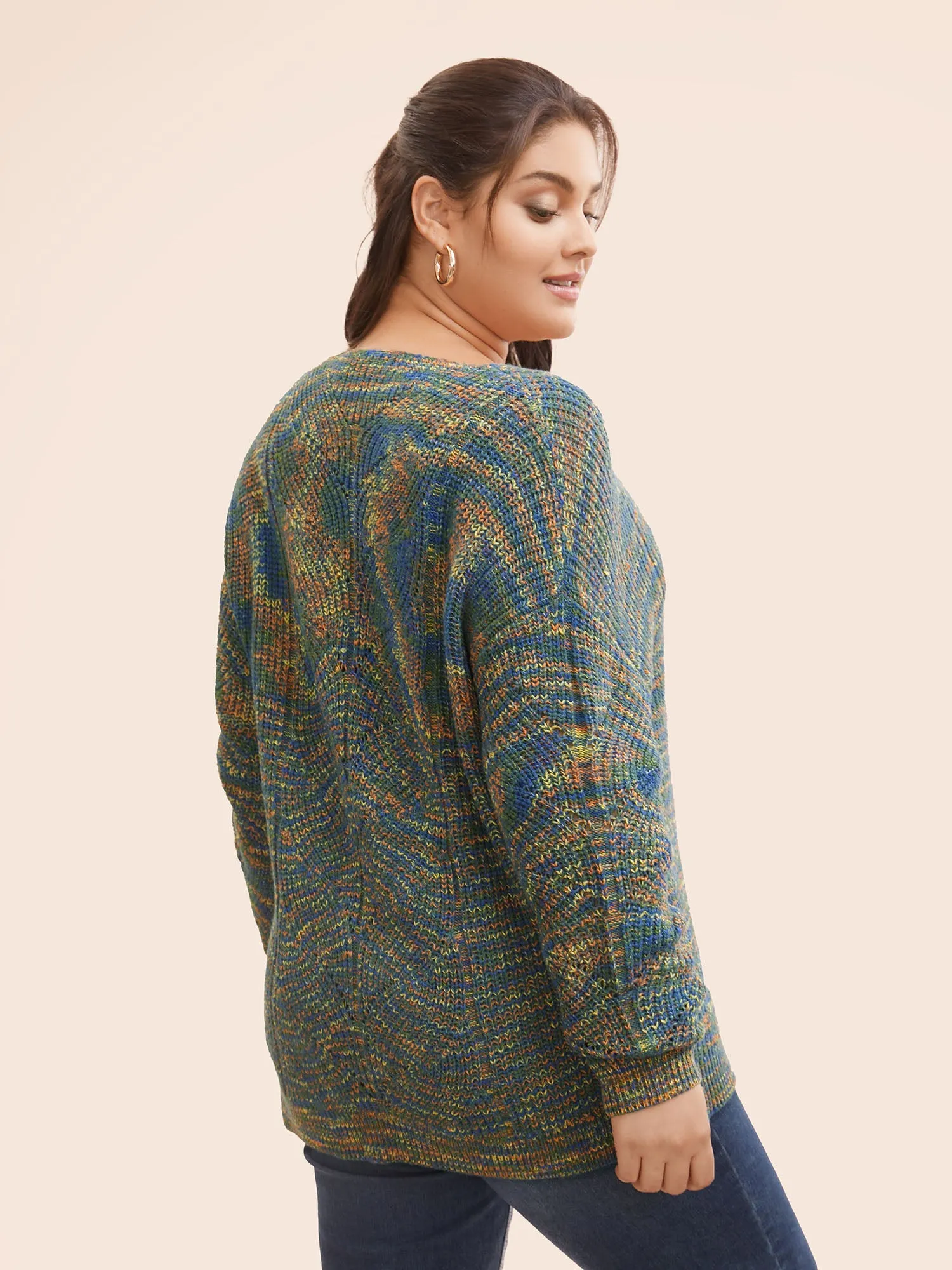 V Neck Texture Heather Cable Knit Pullover sold by Bloomchic product image thumbnail 2