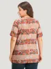Halloween Floral Print Striped Crew Neck T-shirt sold by Bloomchic