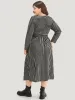 Striped Round Neck Belted Dress sold by Bloomchic