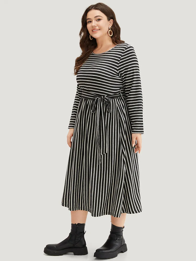 Striped Round Neck Belted Dress sold by Bloomchic product image thumbnail 2