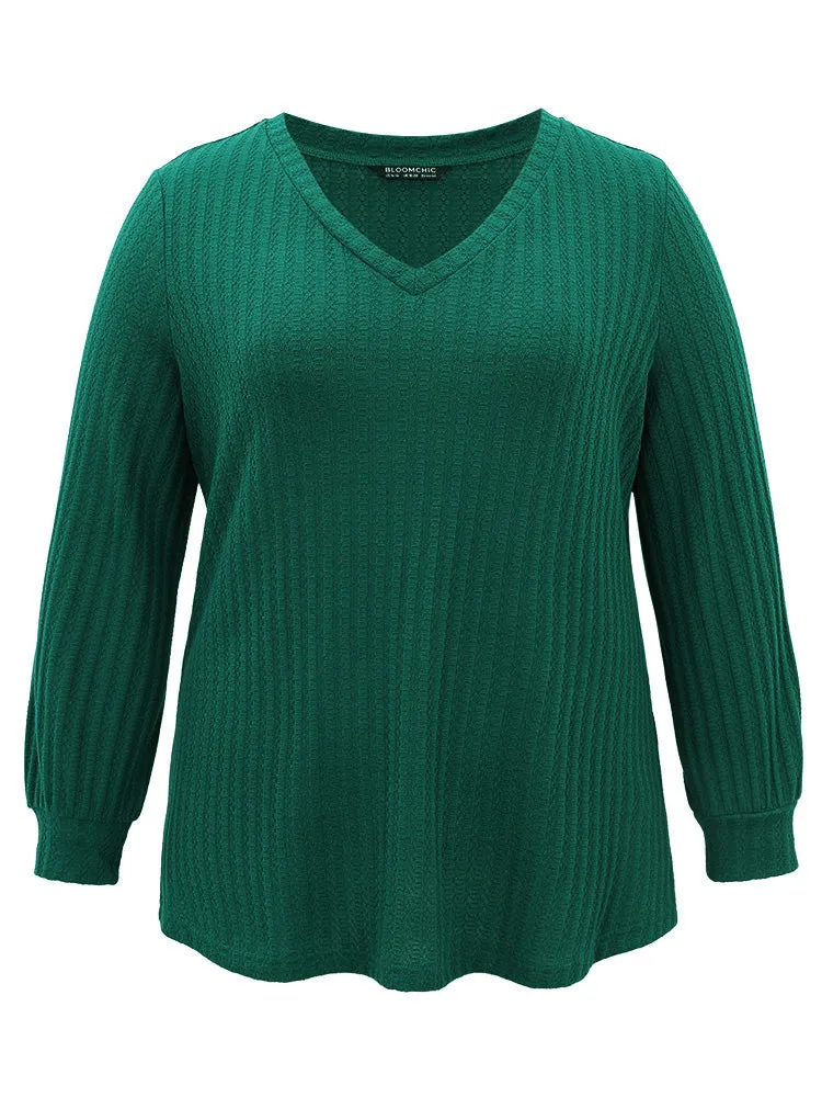 Plain Texture V Neck Jacquard T-shirt sold by Bloomchic product image thumbnail 5