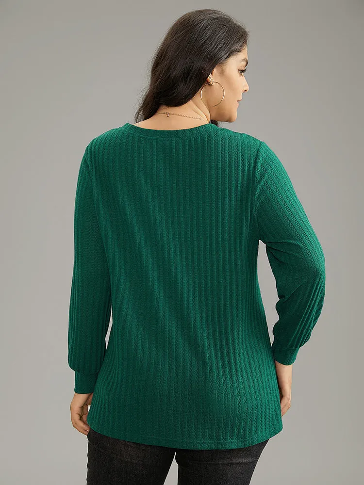 Plain Texture V Neck Jacquard T-shirt sold by Bloomchic product image thumbnail 2