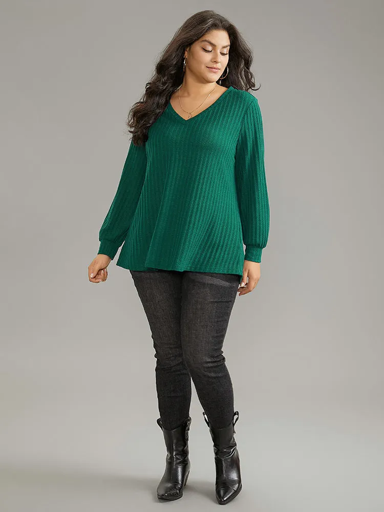 Plain Texture V Neck Jacquard T-shirt sold by Bloomchic product image thumbnail 3