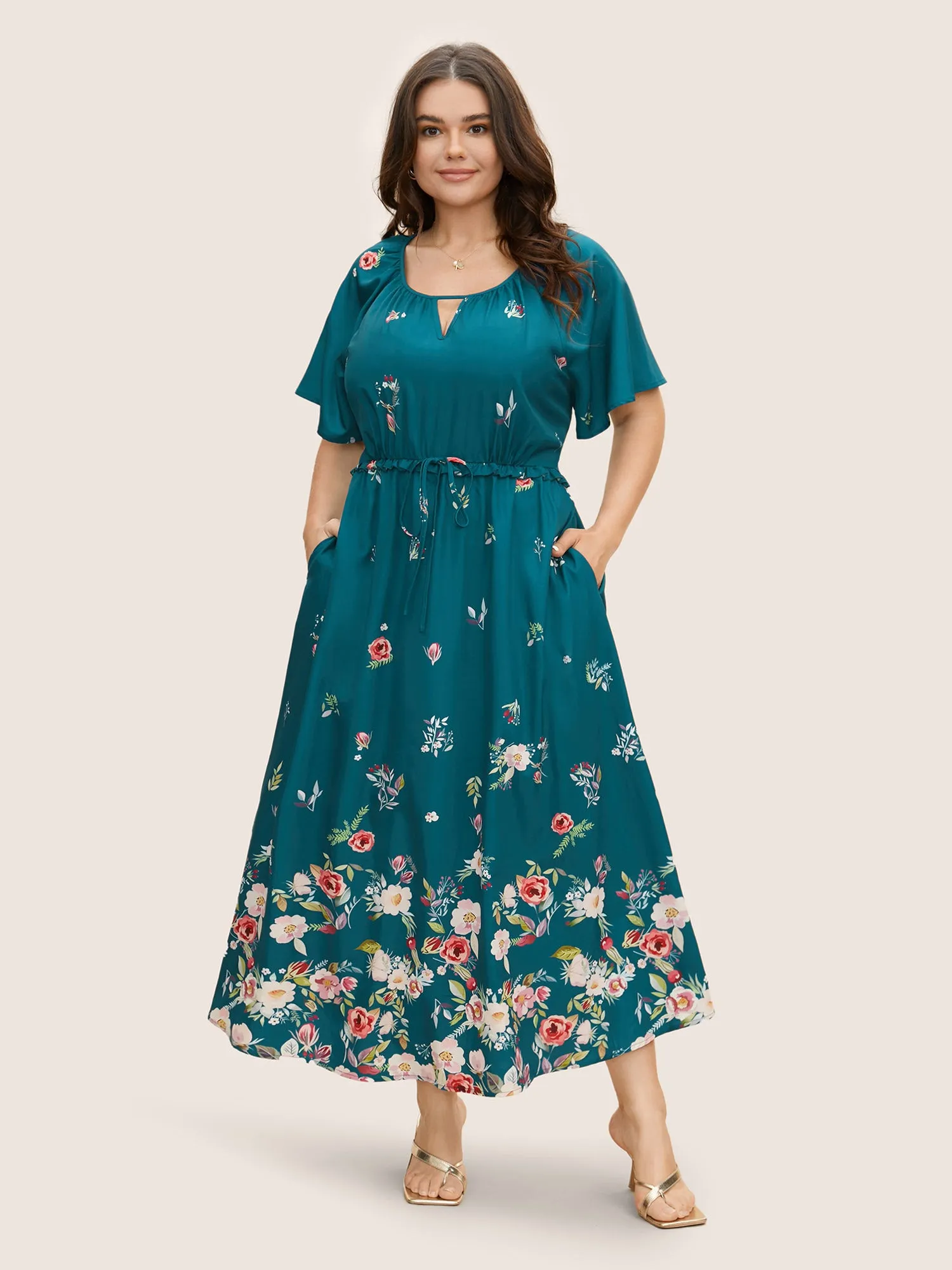 Boho Print Frill Trim Ruffle Sleeve Dress sold by Bloomchic product image thumbnail 2