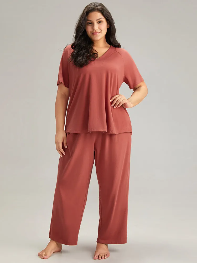 Cotton Solid Elastic Waist Pocket Sleep Pants sold by Bloomchic product image thumbnail 3