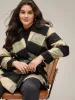 Plaid PU Leather Belted Lapel Collar Coat sold by Bloomchic