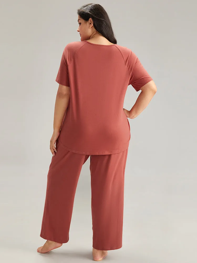 Cotton Solid Elastic Waist Pocket Sleep Pants sold by Bloomchic product image thumbnail 4