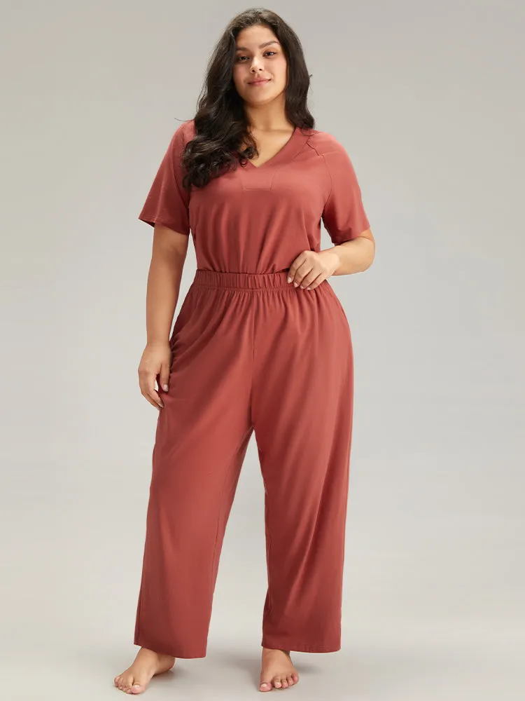 Cotton Solid Elastic Waist Pocket Sleep Pants sold by Bloomchic product image thumbnail 5