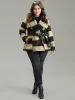 Plaid PU Leather Belted Lapel Collar Coat sold by Bloomchic