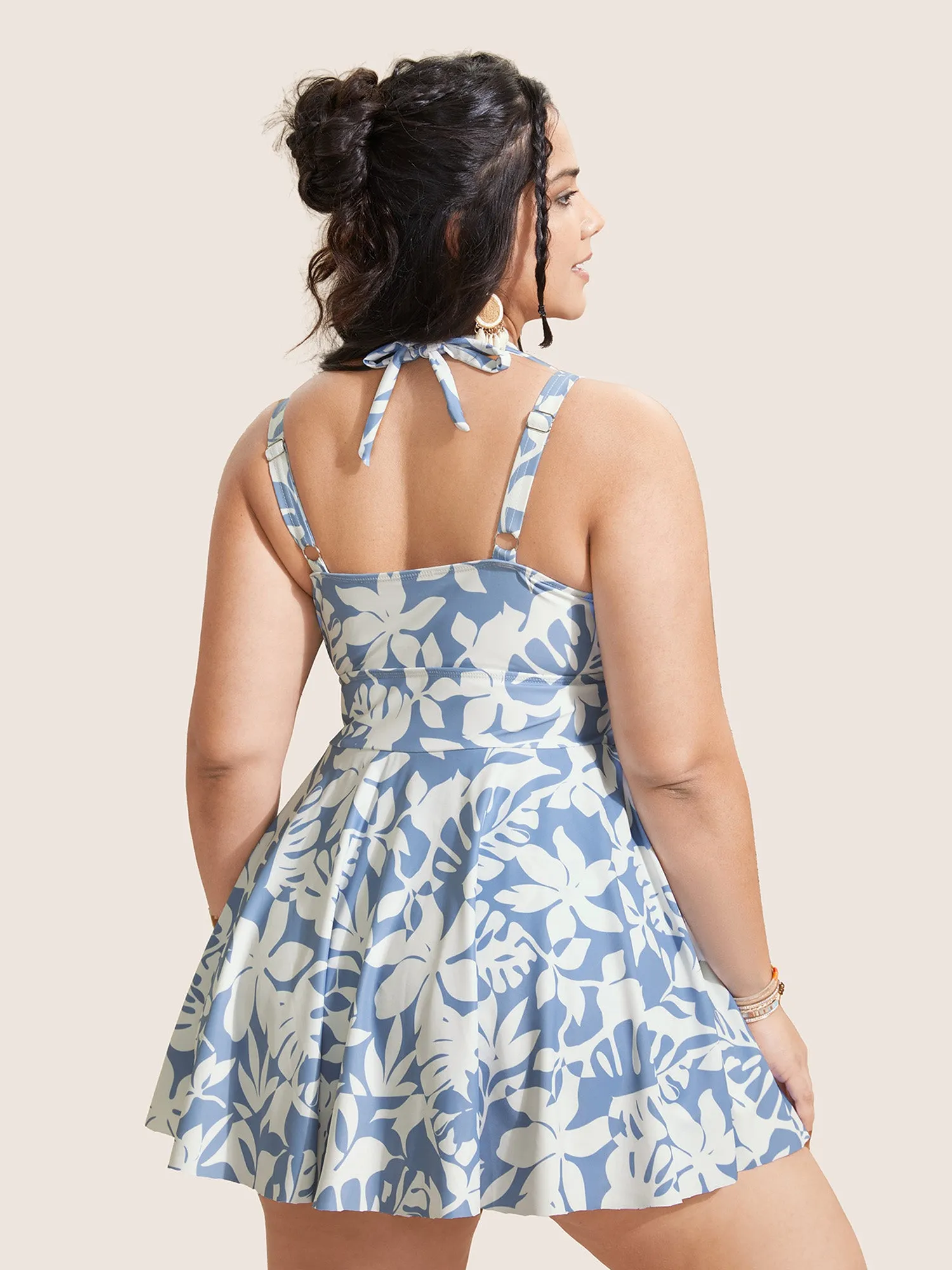 Overlap Collar Silhouette Floral Print Swim Dress sold by Bloomchic product image thumbnail 2