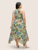 Floral Shirred Asymmetrical Hem Sleeveless Dress sold by Bloomchic