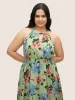 Floral Shirred Asymmetrical Hem Sleeveless Dress sold by Bloomchic