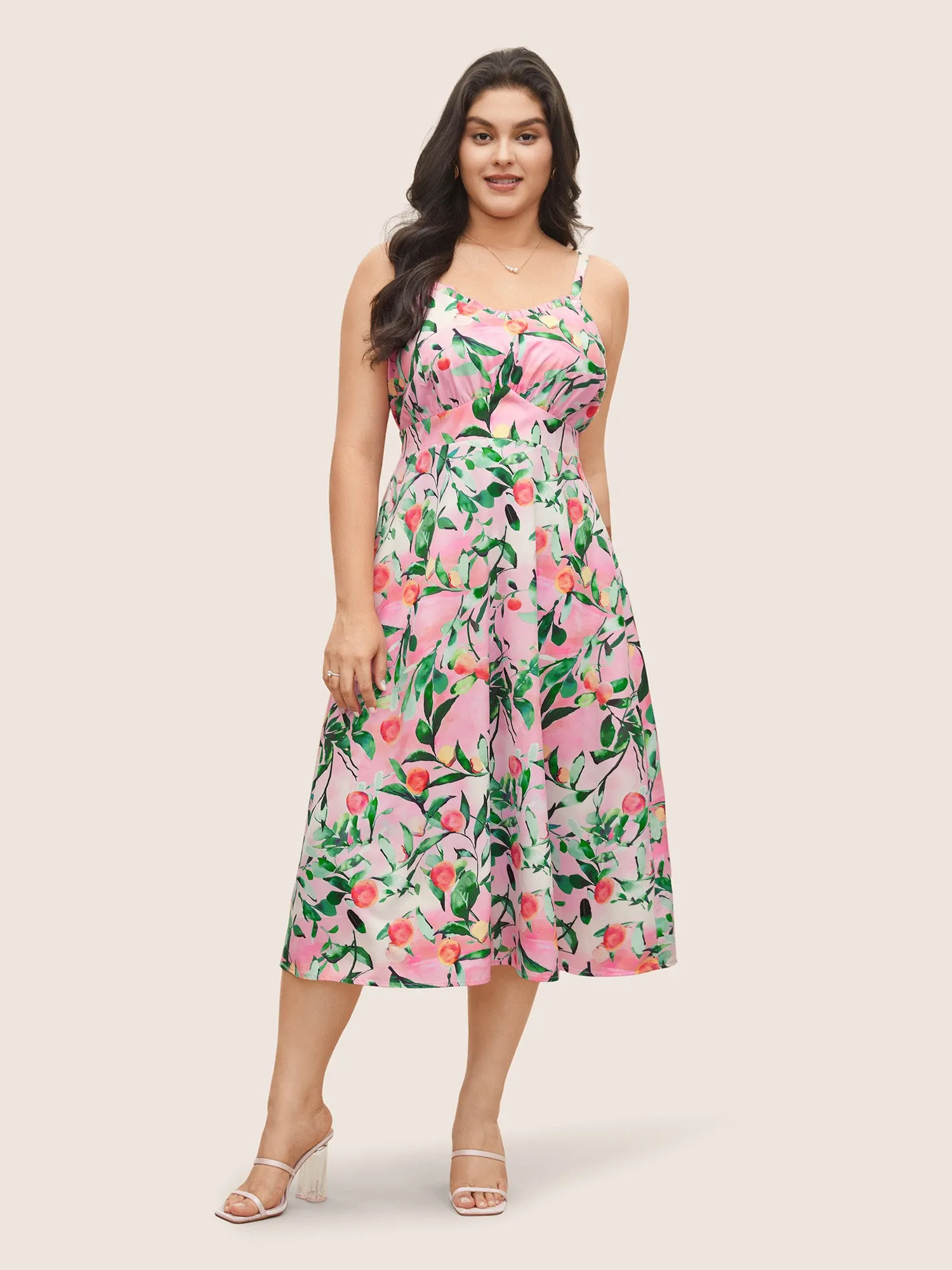 Citrus Fruit Print Frill Trim Pocket Cami Dress sold by Bloomchic product image thumbnail 3