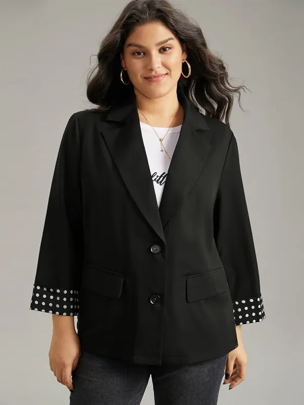 Suit Collar Polka Dot Patchwork Button Up Blazer sold by Bloomchic