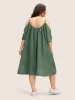 Solid Textured Dolman Sleeve Loose Fit Dress sold by Bloomchic