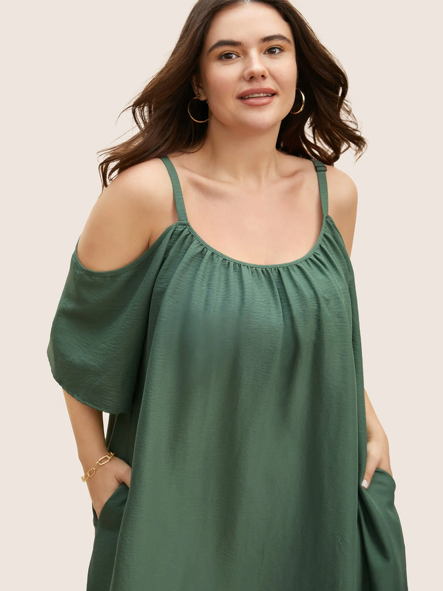 Solid Textured Dolman Sleeve Loose Fit Dress sold by Bloomchic product image thumbnail 2
