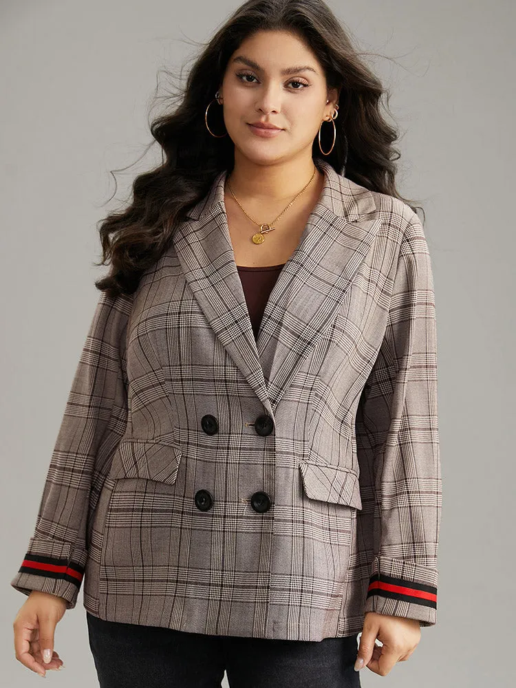 Plaid Suit Collar Contrast Webbing Double Breasted Blazer sold by Bloomchic product image thumbnail 2