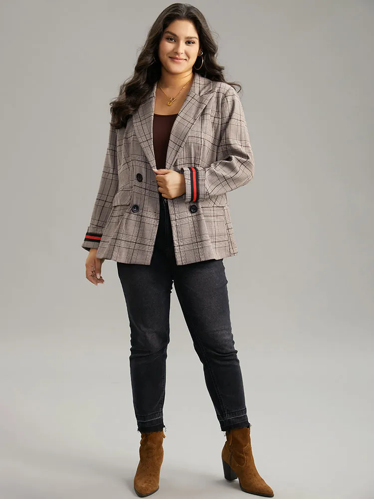 Plaid Suit Collar Contrast Webbing Double Breasted Blazer sold by Bloomchic product image thumbnail 4