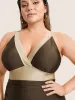 Two Tone Wrap Ruched One Piece Swimsuit sold by Bloomchic